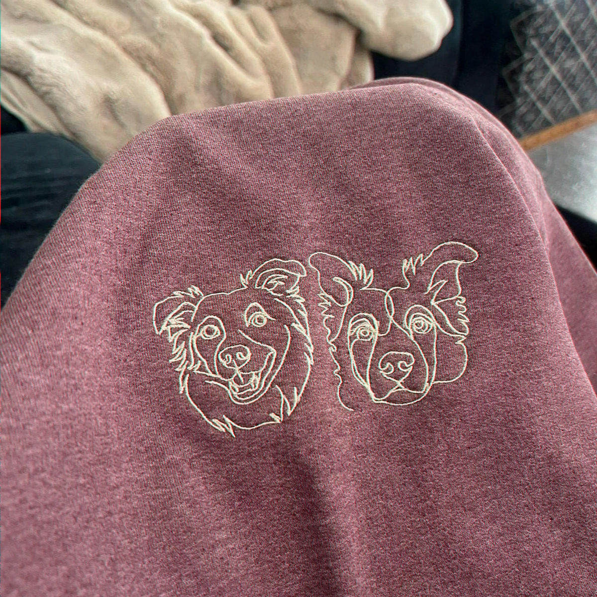 Custom Dog Portrait Embroidered Sweatshirt for Dog Dad, Personalized Pet Memorial Gift For Husband