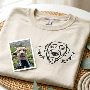 Sand Embroidered Lab Dog Portrait from photo T-Shirt for Dog Dad