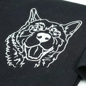 Custom Dog Outline T-shirt for Birthday Husband - Minimalist Embroidered Pet Photo Tee & Name - Gift for Him