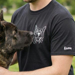 Custom Dog Outline T-shirt for Birthday Husband - Minimalist Embroidered Pet Photo Tee & Name - Gift for Him