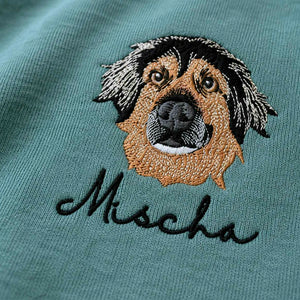 Custom Dog Portrait T-shirt for Birthday Daughter - Embroidered Pet Photo Tee & Name - Gift for Her