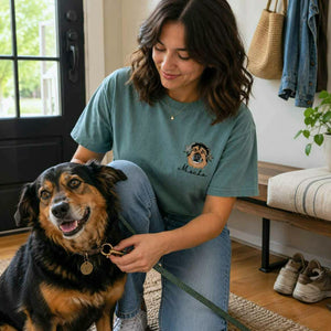 Custom Dog Portrait T-shirt for Birthday Daughter - Embroidered Pet Photo Tee & Name - Gift for Her