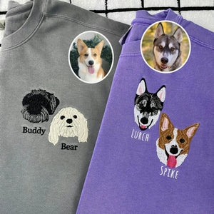 Custom Dog Memorial Sweatshirt for Daughter - Embroidered Pet Photo Portrait Crewneck & Name - Dog Loss Sympathy Gift for Her