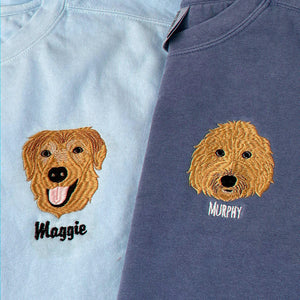 Custom Dog Memorial Sweatshirt for Daughter - Embroidered Pet Photo Portrait Crewneck & Name - Dog Loss Sympathy Gift for Her