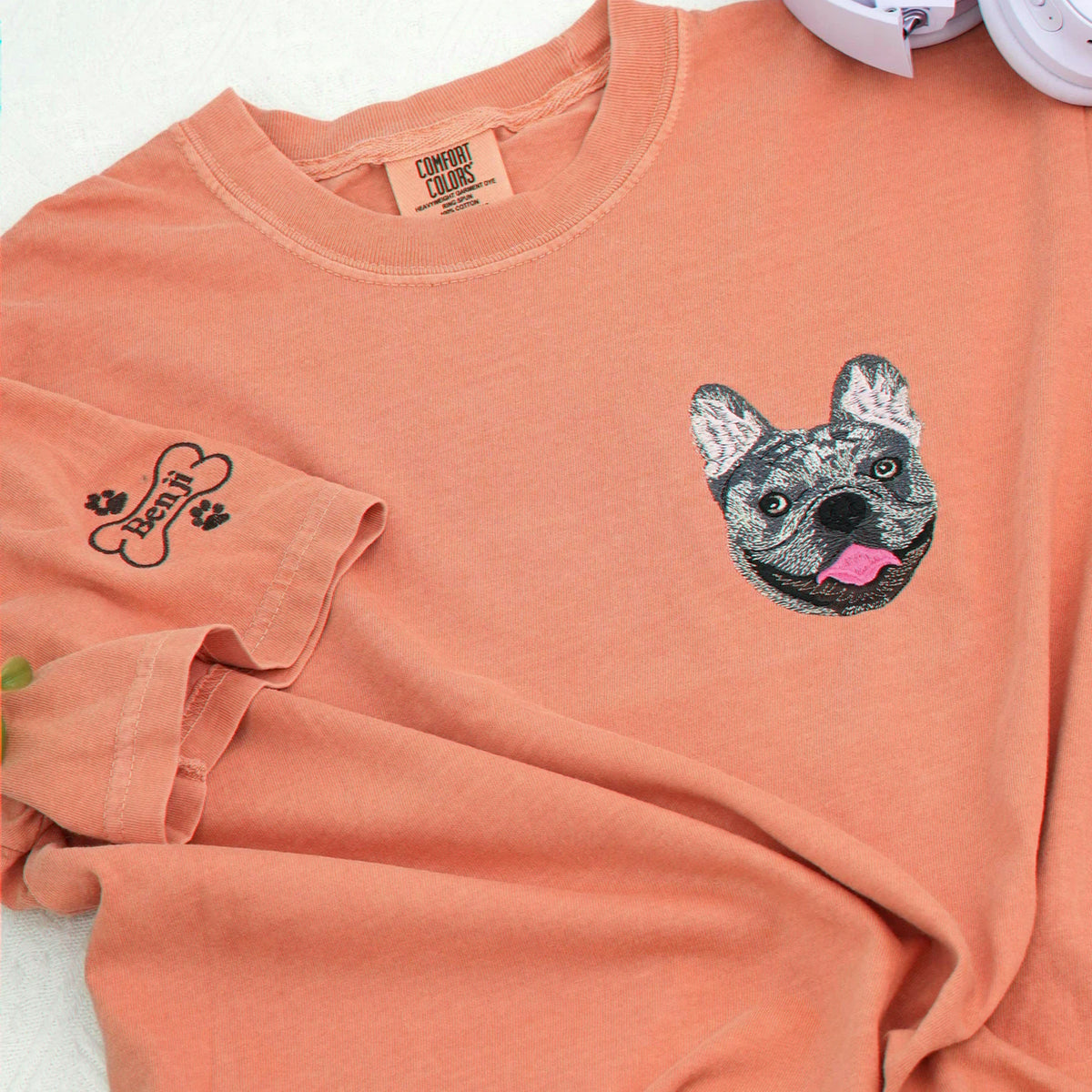 Custom Dog Memorial Sweatshirt for Daughter - Embroidered Pet Photo Portrait Crewneck & Name - Dog Loss Sympathy Gift for Her
