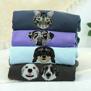 Custom Dog Memorial Sweatshirt for Daughter - Embroidered Pet Photo Portrait Crewneck & Name - Dog Loss Sympathy Gift for Her