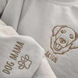 Sand Custom Dog Portrait from Photo Embroidered Sweatshirt, Gift for Girlfriend Dog Mom