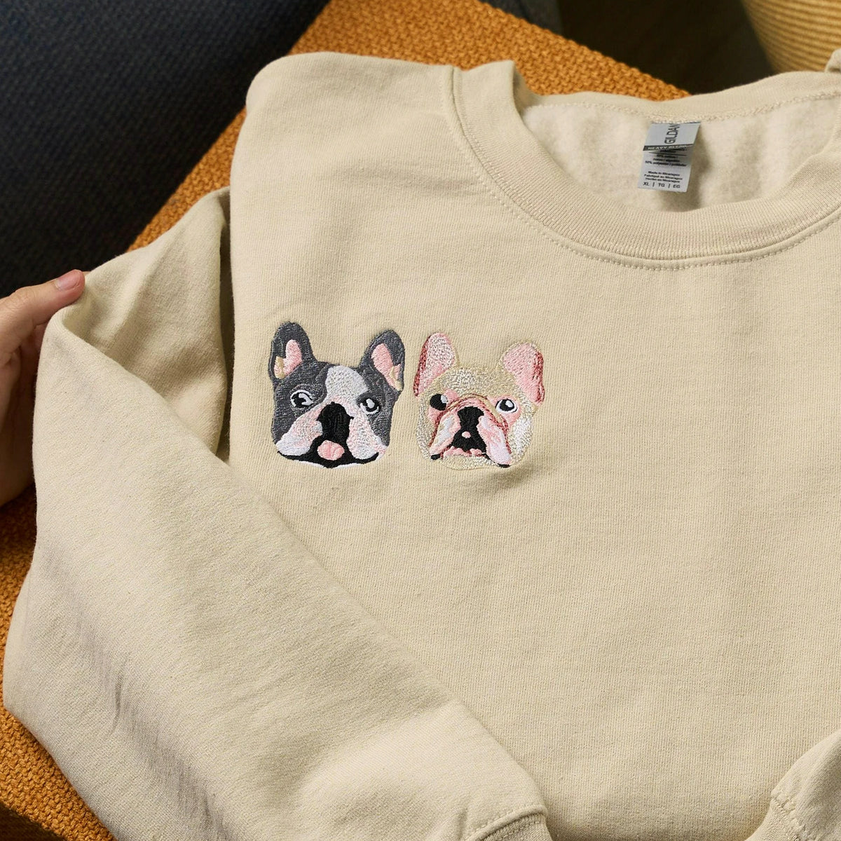 Custom Dog Portrait Sweatshirt for Birthday Daughter - Embroidered Pet Photo Crewneck & Name - Gift for Her