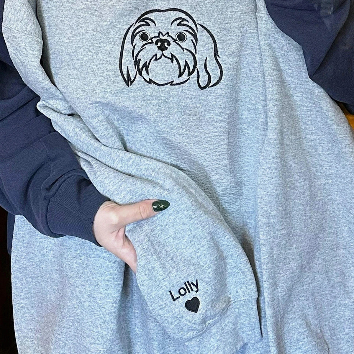 Custom Dog Memorial Sweatshirt for Daughter - Embroidered Pet Photo Outline Crewneck & Name - Dog Loss Sympathy Gift for Her