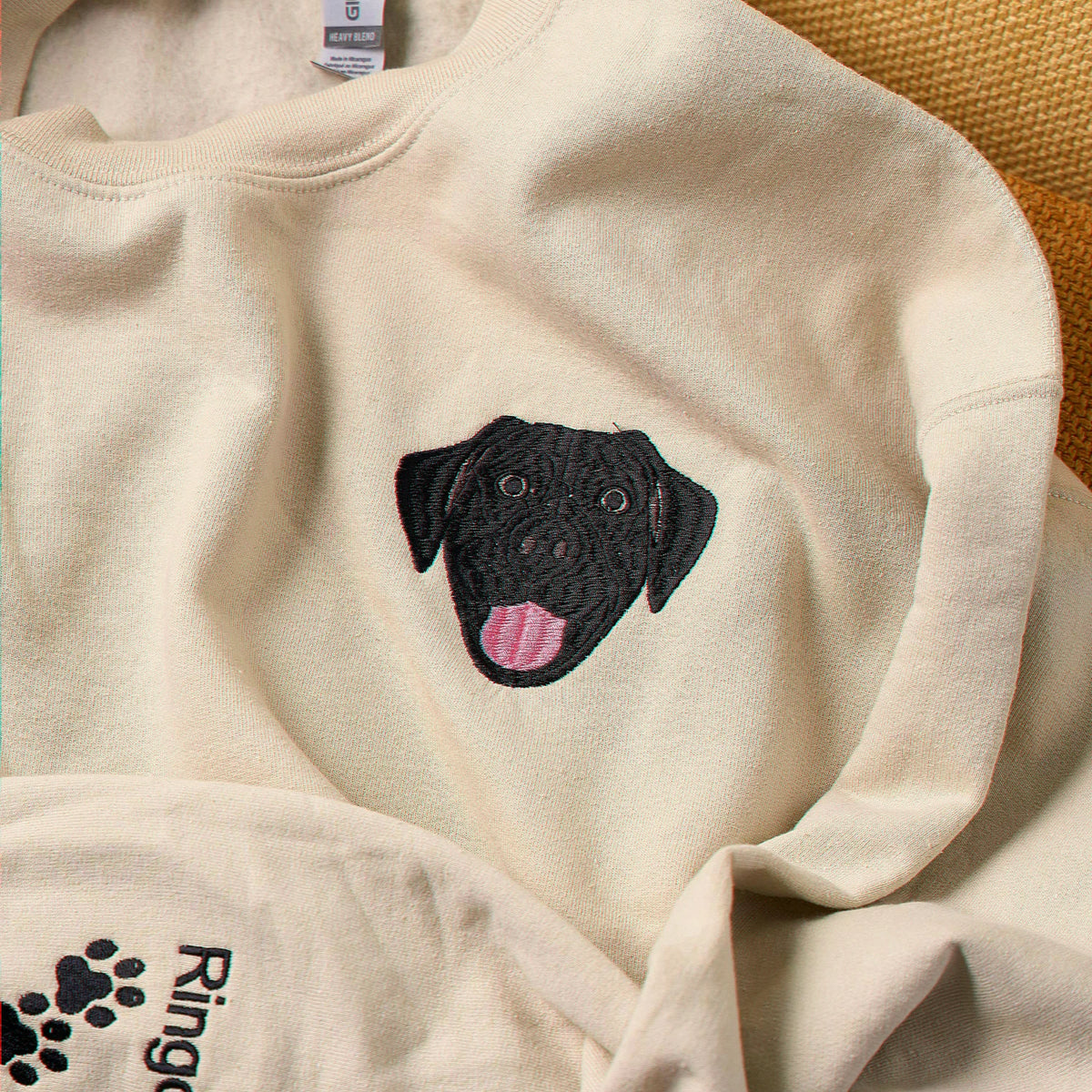 Custom Dog Portrait Sweatshirt for Birthday Daughter - Embroidered Pet Photo Crewneck & Name - Gift for Her