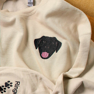 Custom Dog Portrait Sweatshirt for Birthday Daughter - Embroidered Pet Photo Crewneck & Name - Gift for Her