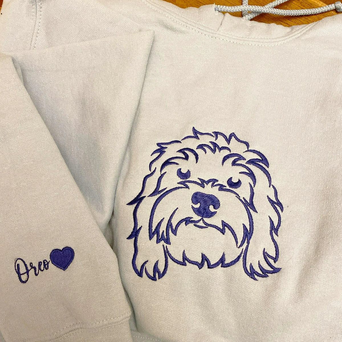 Custom Dog Memorial Sweatshirt for Daughter - Embroidered Pet Photo Outline Crewneck & Name - Dog Loss Sympathy Gift for Her