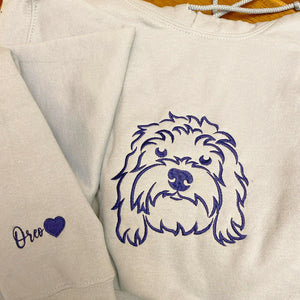 Custom Dog Memorial Sweatshirt for Daughter - Embroidered Pet Photo Outline Crewneck & Name - Dog Loss Sympathy Gift for Her