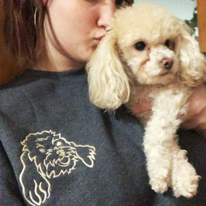 Custom Dog Memorial Sweatshirt for Daughter - Embroidered Pet Photo Outline Crewneck & Name - Dog Loss Sympathy Gift for Her