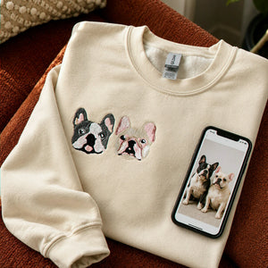 Custom Dog Portrait Sweatshirt for Birthday Daughter - Embroidered Pet Photo Crewneck & Name - Gift for Her
