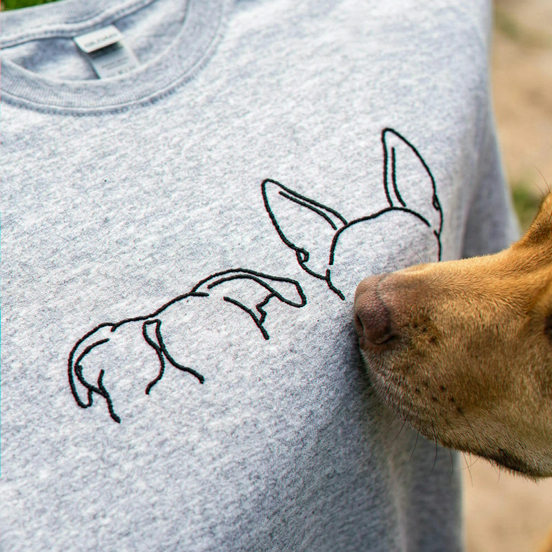 Custom Dog Ear Outline from Photo Shirt, Embroidered Fur Mom Tee, Dog Gift for Her