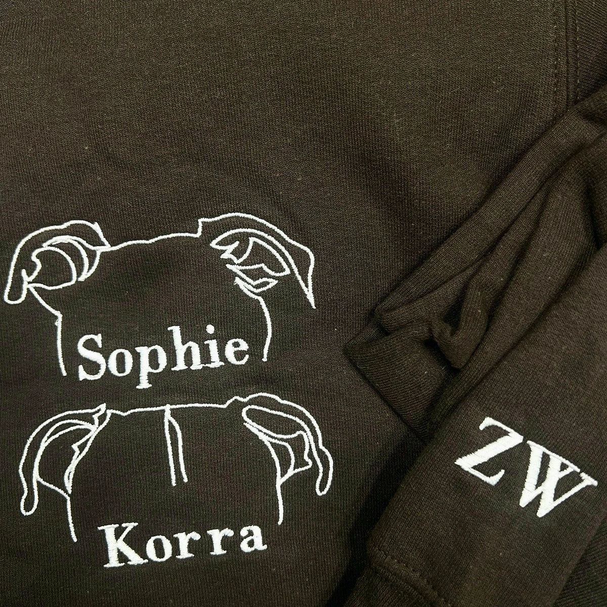 Custom Dog Ears Embroidered Sweatshirt with Names, Personalized Dog Mom Gift