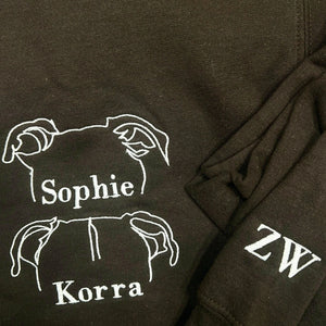 Custom Dog Ears Embroidered Sweatshirt with Names, Personalized Dog Mom Gift