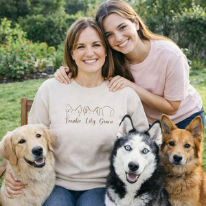 Custom Dog Ears Embroidered Sweatshirt with Names, Personalized Dog Mom Gift
