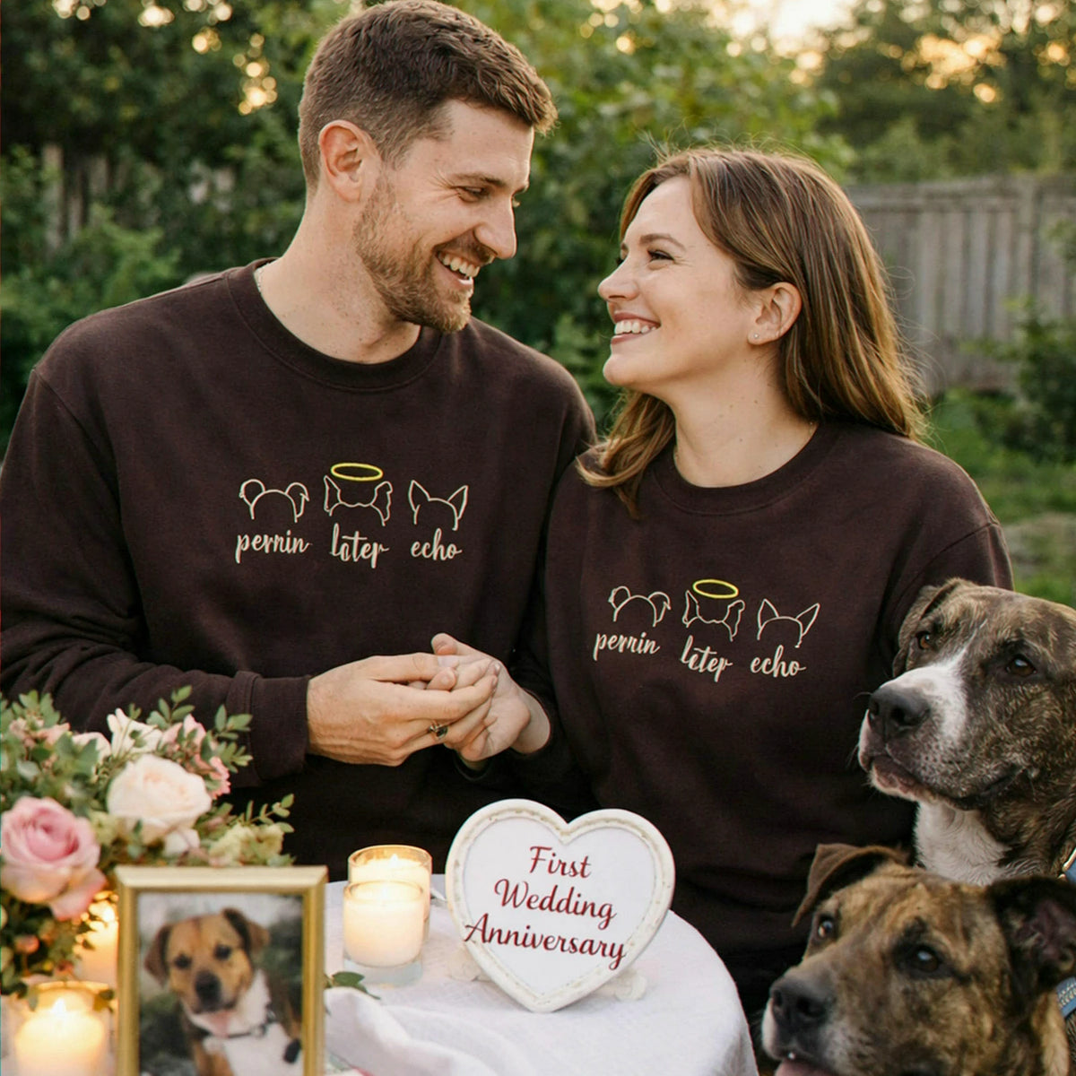 Custom Dog Ears Embroidered Sweatshirt with Names, Personalized Dog Mom Gift