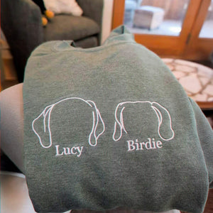 Custom Dog Ears Embroidered Sweatshirt with Names, Personalized Dog Mom Gift