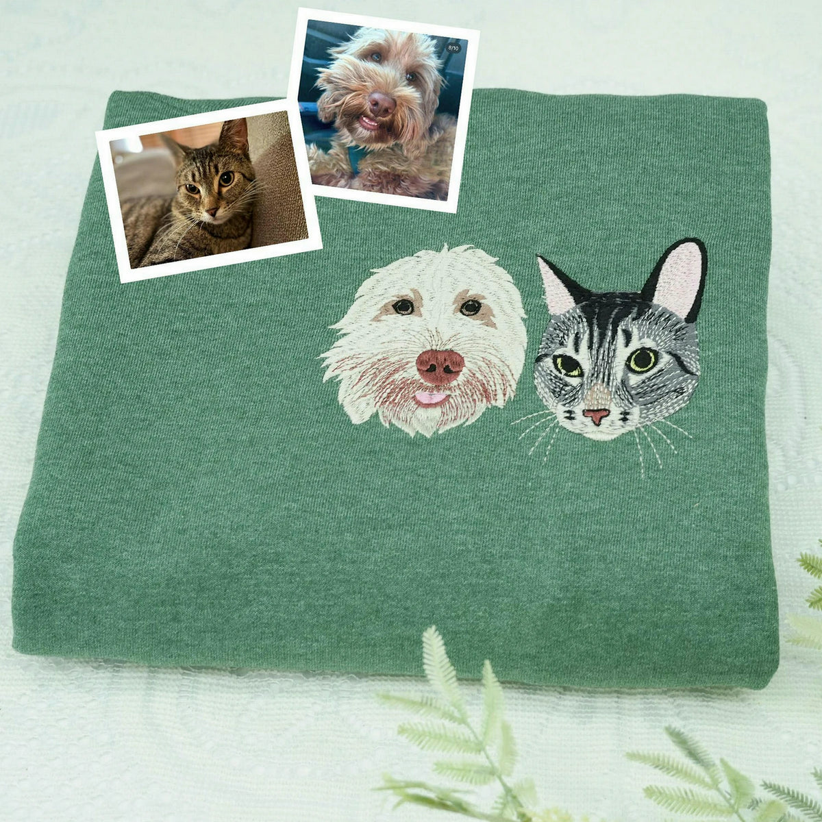 Custom Dog and Cat Face Embroidered Sweatshirt From Photo, Personalized Pet Memorial Gift