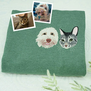 Custom Dog and Cat Face Embroidered Sweatshirt From Photo, Personalized Pet Memorial Gift