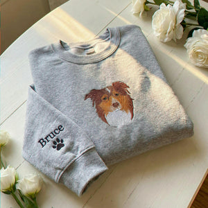 Custom Embroidered Your Dog Portrait on Sweatshirt, Personalized Dog Mom Valentine Gift