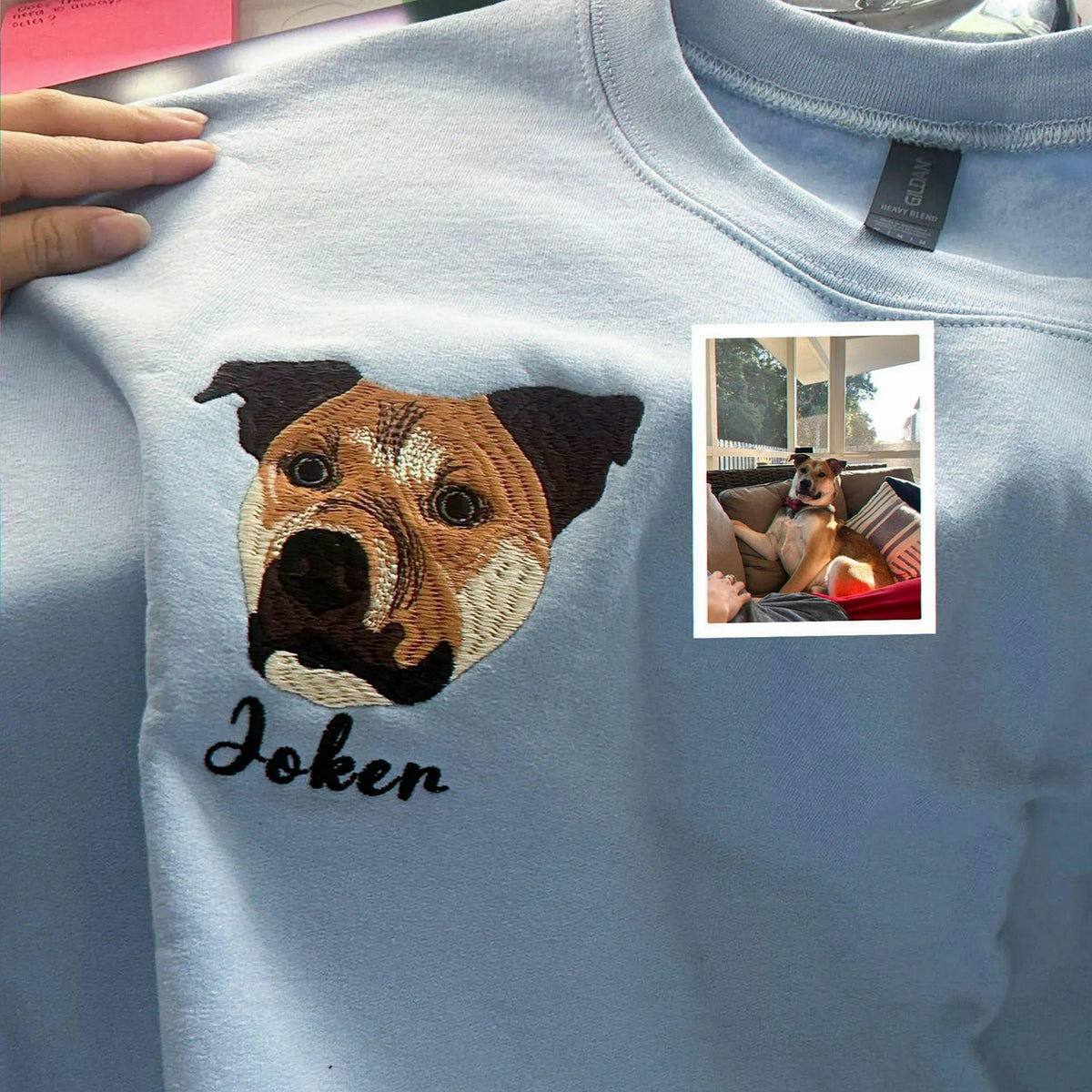 Custom Dog and Cat Face Embroidered Sweatshirt From Photo, Personalized Pet Memorial Gift