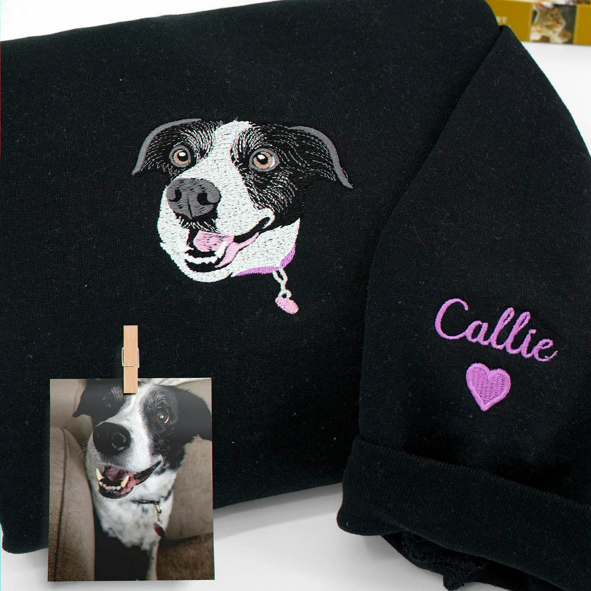 Personalized Dog Face Sweatshirt from Photo, Custom Embroidered Dog Lover Gift