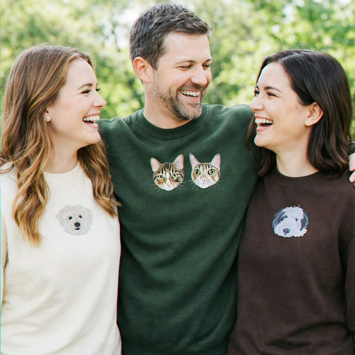 Custom Dog and Cat Face Embroidered Sweatshirt From Photo, Personalized Pet Memorial Gift