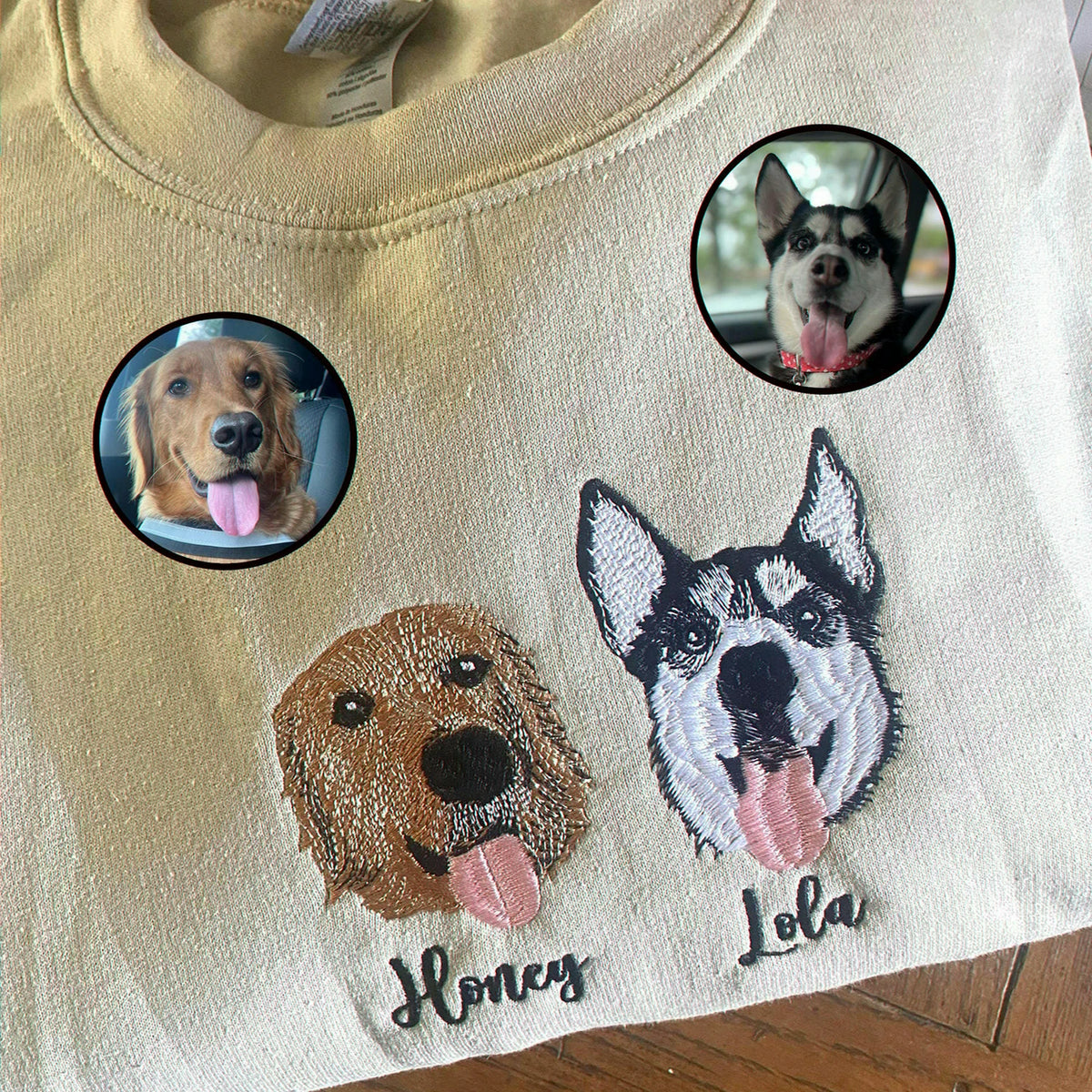 Custom Embroidered Your Dog Portrait on Sweatshirt, Personalized Dog Mom Valentine Gift