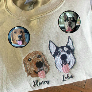 Custom Embroidered Your Dog Portrait on Sweatshirt, Personalized Dog Mom Valentine Gift