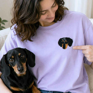Custom Dog Portrait T-shirt for Birthday Best Friend - Embroidered Pet Photo Tee & Name - Bestie Gift for Her