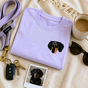 Custom Dog Portrait T-shirt for Birthday Best Friend - Embroidered Pet Photo Tee & Name - Bestie Gift for Her