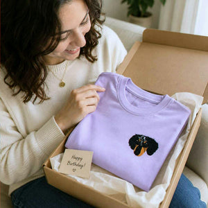 Custom Dog Portrait T-shirt for Birthday Best Friend - Embroidered Pet Photo Tee & Name - Bestie Gift for Her