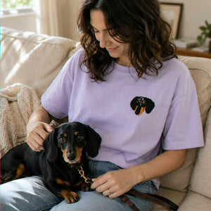 Custom Dog Portrait T-shirt for Birthday Best Friend - Embroidered Pet Photo Tee & Name - Bestie Gift for Her