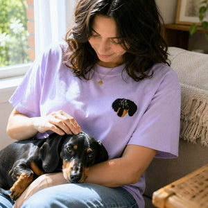 Custom Dog Portrait T-shirt for Birthday Best Friend - Embroidered Pet Photo Tee & Name - Bestie Gift for Her