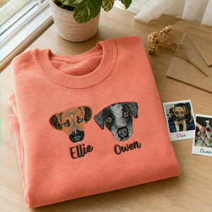 Custom Dog Memorial Sweatshirt for Best Friend - Embroidered Pet Photo Portrait Crewneck & Name - Dog Loss Sympathy Gift for Her