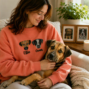 Custom Dog Memorial Sweatshirt for Best Friend - Embroidered Pet Photo Portrait Crewneck & Name - Dog Loss Sympathy Gift for Her