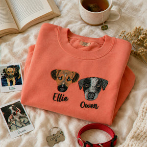 Custom Dog Memorial Sweatshirt for Best Friend - Embroidered Pet Photo Portrait Crewneck & Name - Dog Loss Sympathy Gift for Her