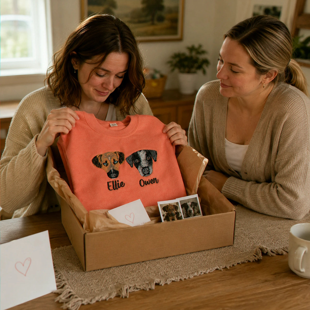 Custom Dog Memorial Sweatshirt for Best Friend - Embroidered Pet Photo Portrait Crewneck & Name - Dog Loss Sympathy Gift for Her