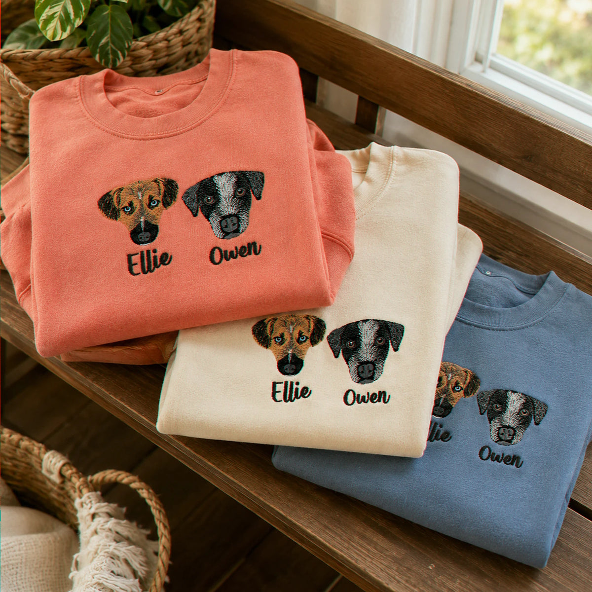 Custom Dog Memorial Sweatshirt for Best Friend - Embroidered Pet Photo Portrait Crewneck & Name - Dog Loss Sympathy Gift for Her