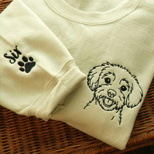 Sand Custom Dog Embroidered Portrait from Photo Sweatshirt, Gift for Friends