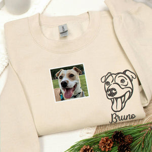 Custom Sand Dog Portrait Embroidered from photo Sweatshirt, Gift for Friend