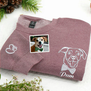 Custom Dog Memorial Sweatshirt for Best Friend - Embroidered Pet Photo Outline Crewneck & Name - Dog Loss Sympathy Gift for Her