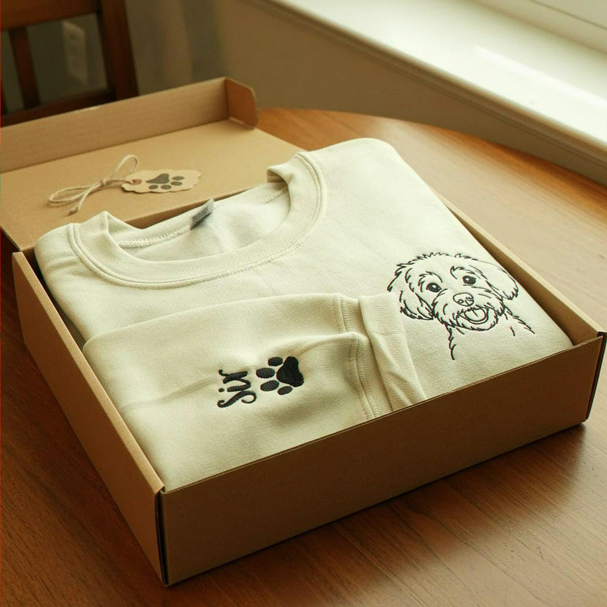 Custom Dog Outline Sweatshirt for Birthday Best Friend - Embroidered Pet Photo Crewneck & Name - Bestie Gift for Her