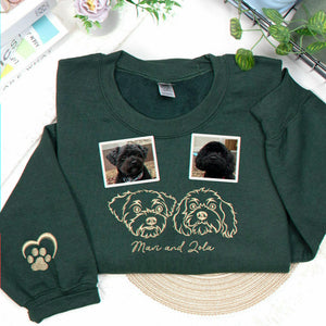 Custom Dog Memorial Sweatshirt for Best Friend - Embroidered Pet Photo Outline Crewneck & Name - Dog Loss Sympathy Gift for Her