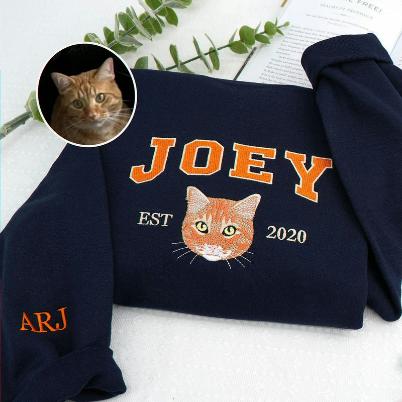 Custom Dog Portrait Sweatshirt for Birthday Best Friend - Embroidered Pet Photo Crewneck & Name - Bestie Gift for Her