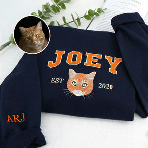 Custom Dog Portrait Sweatshirt for Birthday Best Friend - Embroidered Pet Photo Crewneck & Name - Bestie Gift for Her